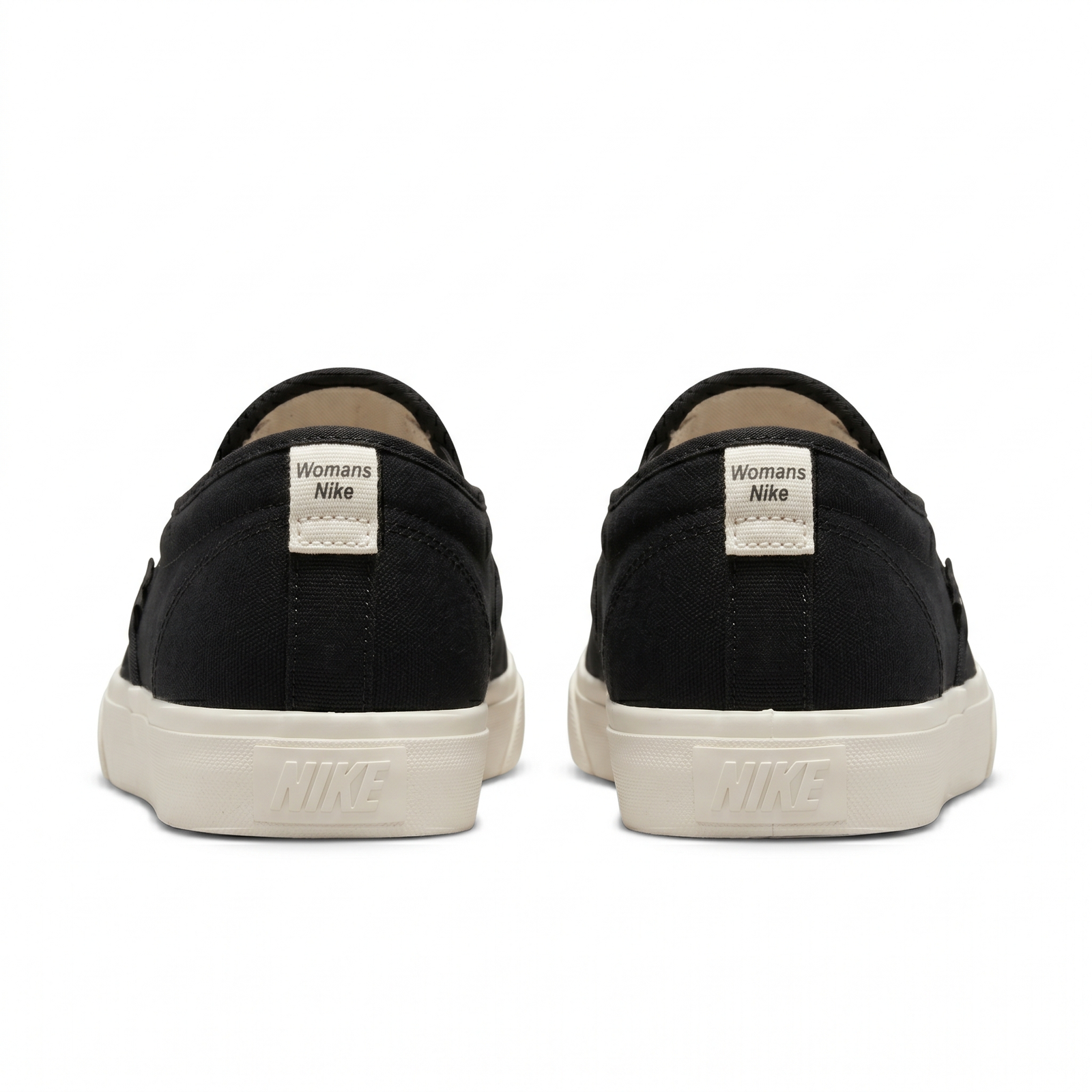 Womens Nike Casual Canvas Slip-On Sneakers - Everyday Comfort, Black/Cream - Image 3