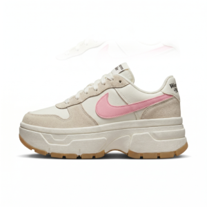 Womens Nike Chunky Platform Sneakers - Suede & Leather, Cream/Pink